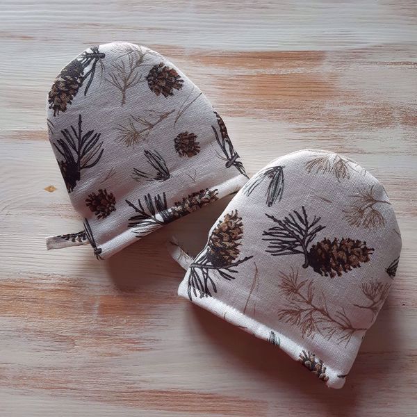 Picture of  Linen kitchen glove "Pine" set, offwhite