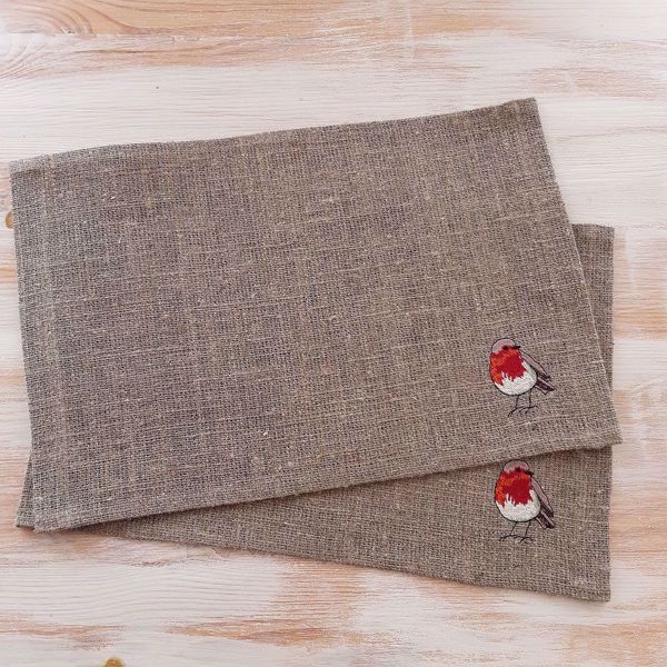 Picture of Placemats from coarse linen „Bullfinch“