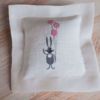 Picture of Lavender pillow rabbit with pink balloons